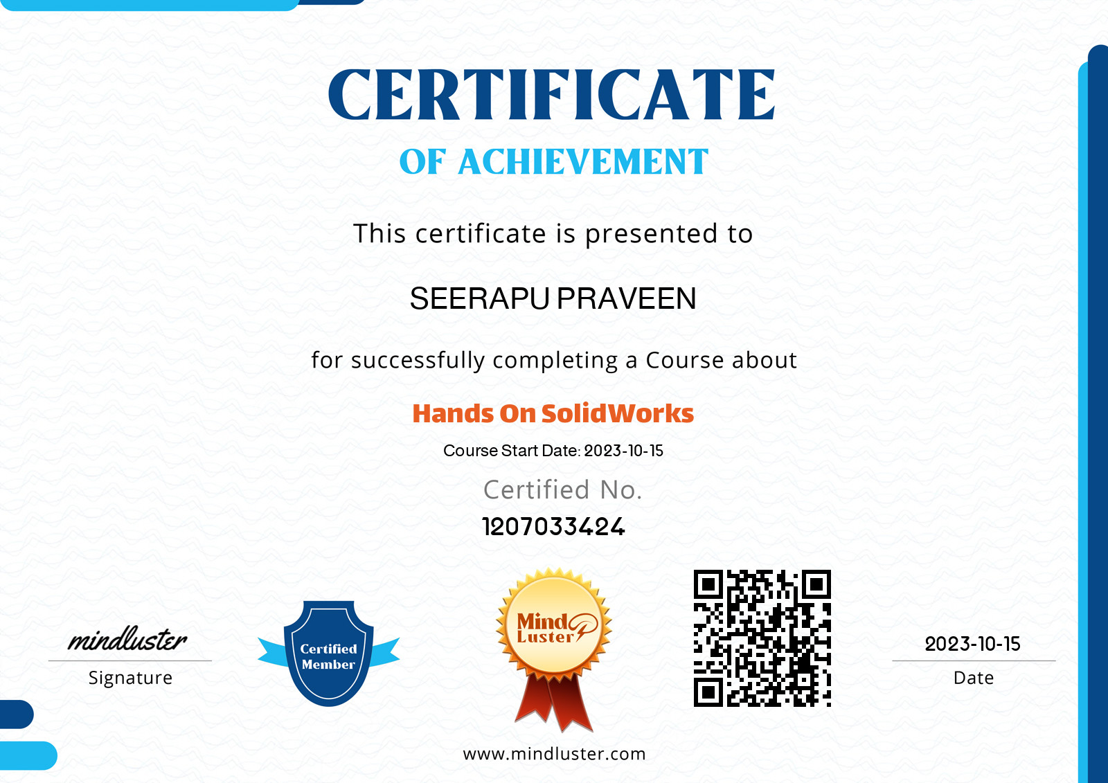 certificate for solidworks