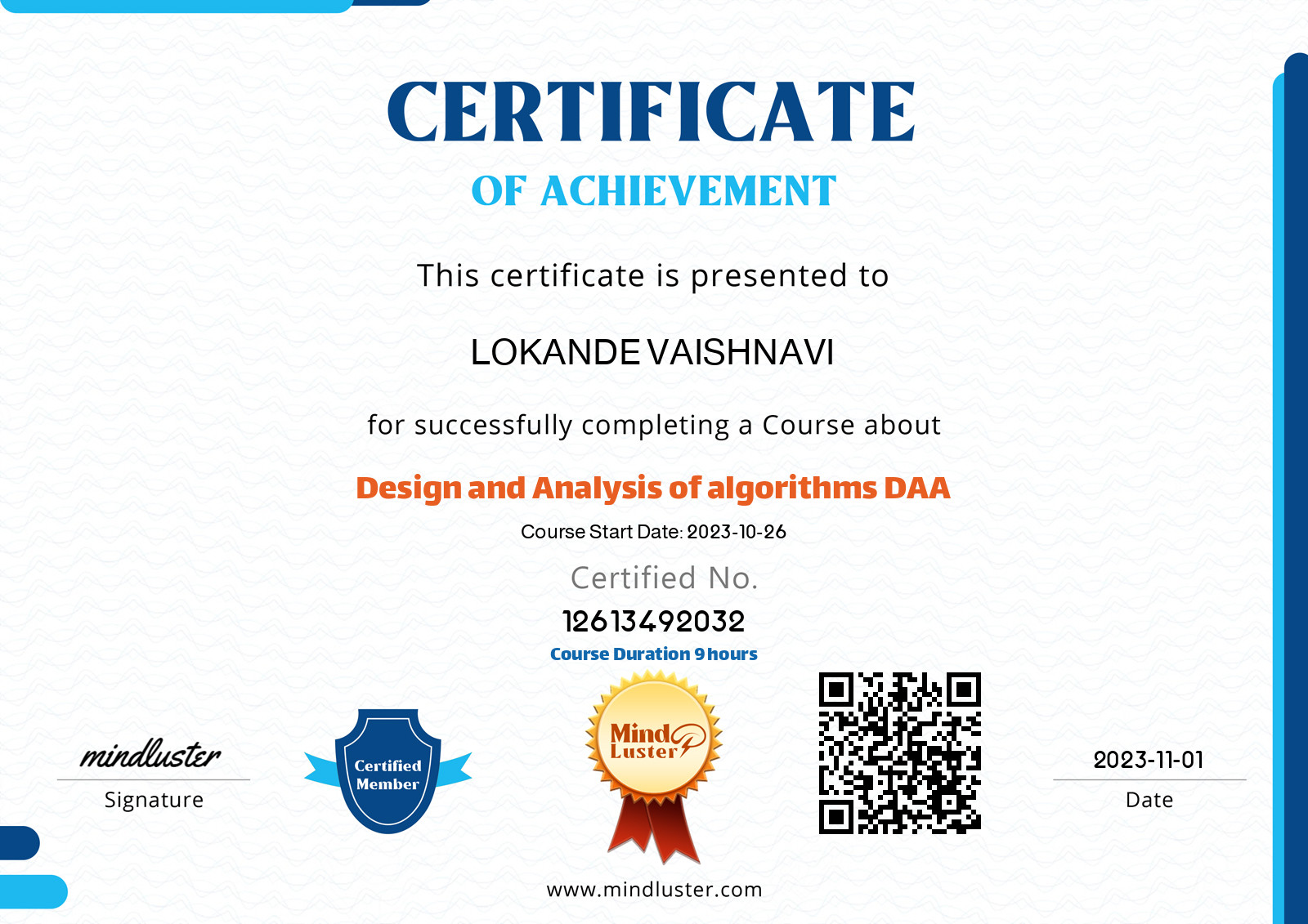 Lokande Vaishnavi-design And Analysis Of Algorithms Daa - Mind Luster