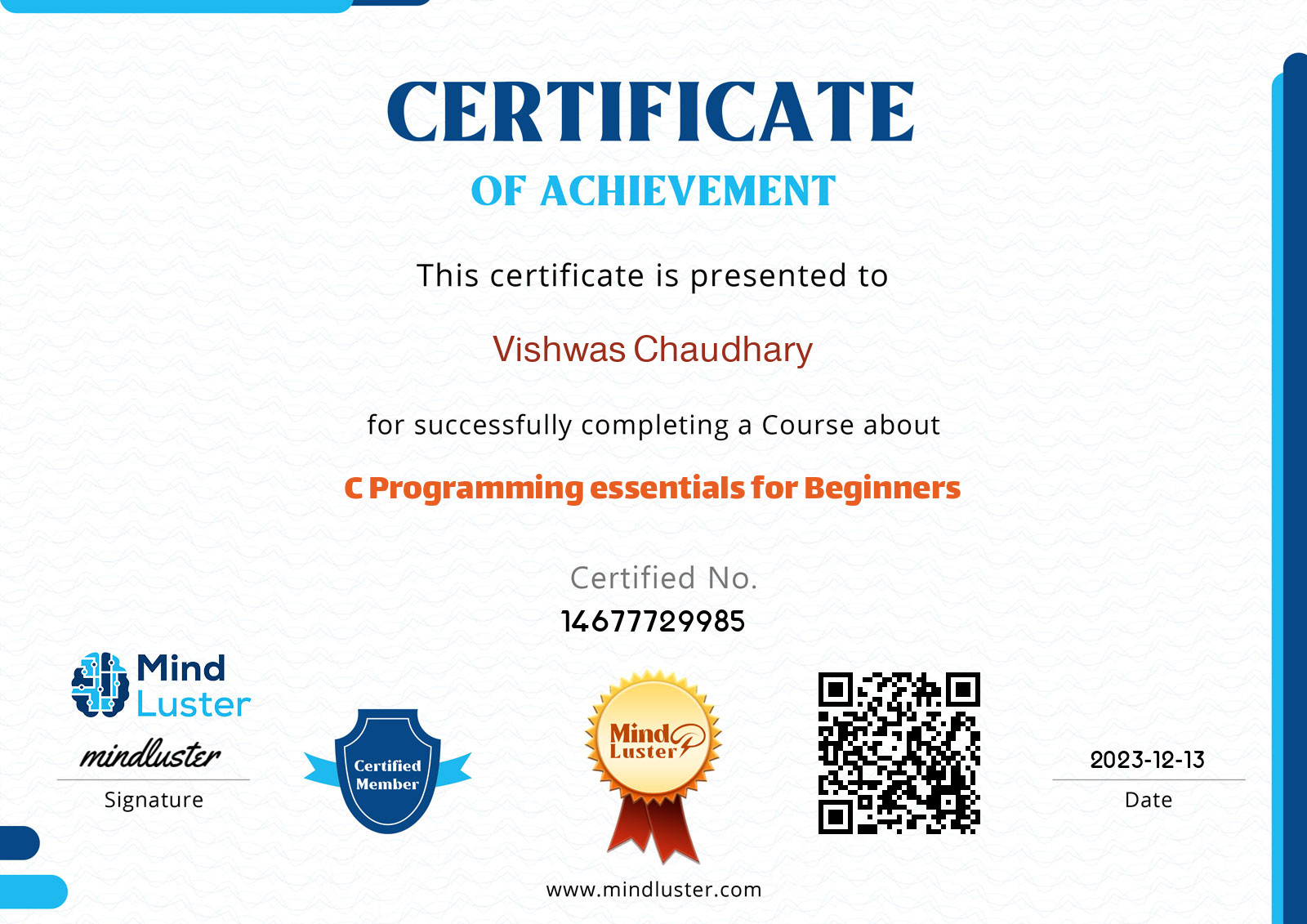 Vishwas Chaudhary-C Programming essentials for Beginners - Mind Luster