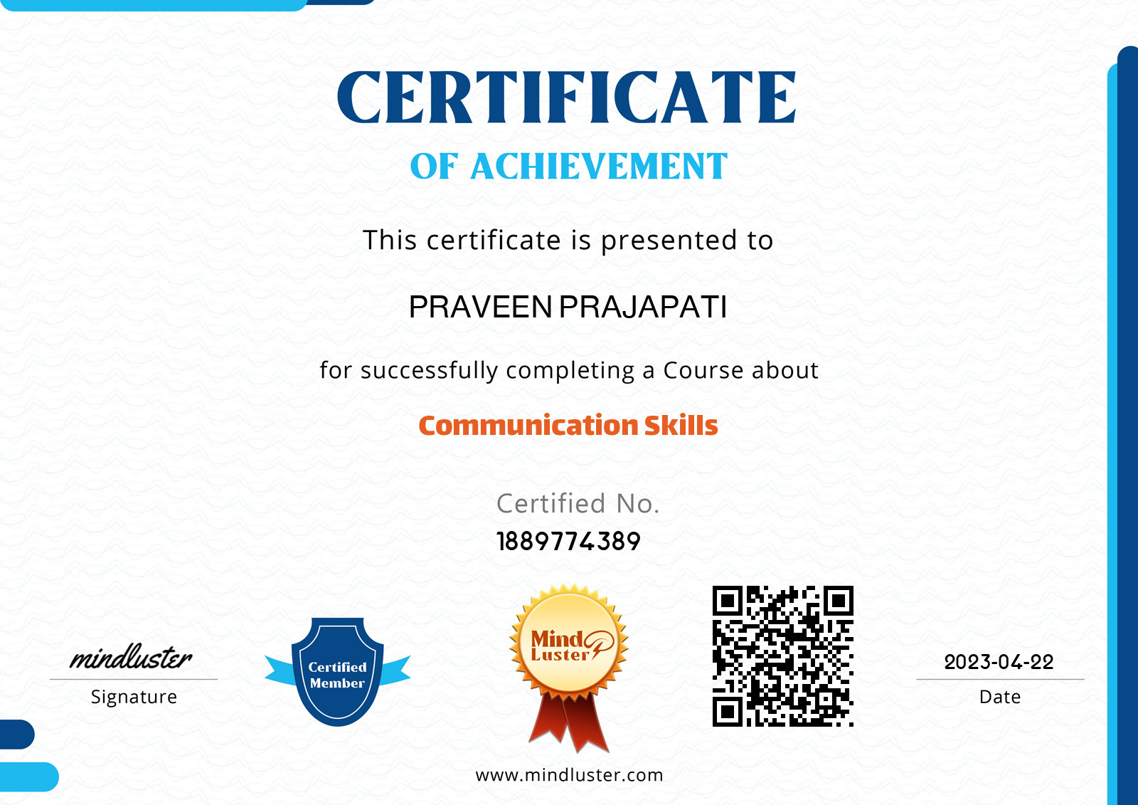 Praveen Prajapati-Communication Skills - Mind Luster