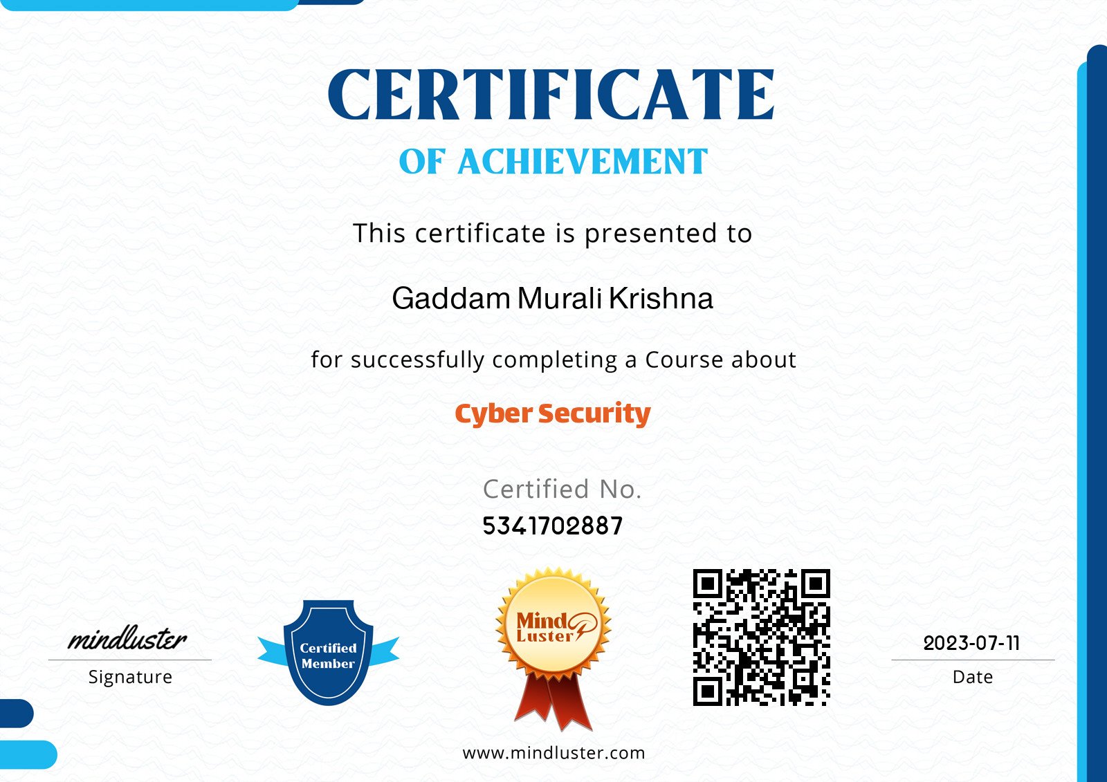 Gaddam Murali Krishna-Cyber Security - Mind Luster