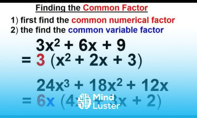 Learn Algebra Ch 6 Factoring 11 Of 55 Find The Common Factor - Mind Luster