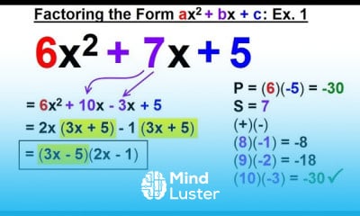 Learn Algebra Ch 6 Factoring 36 Of 55 How To Factor Using The FOIL ...