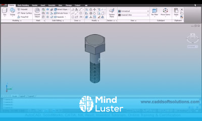 Learn AutoCAD 3D Bolt with Threads Tutorial Download 3D Bolt DWG ...